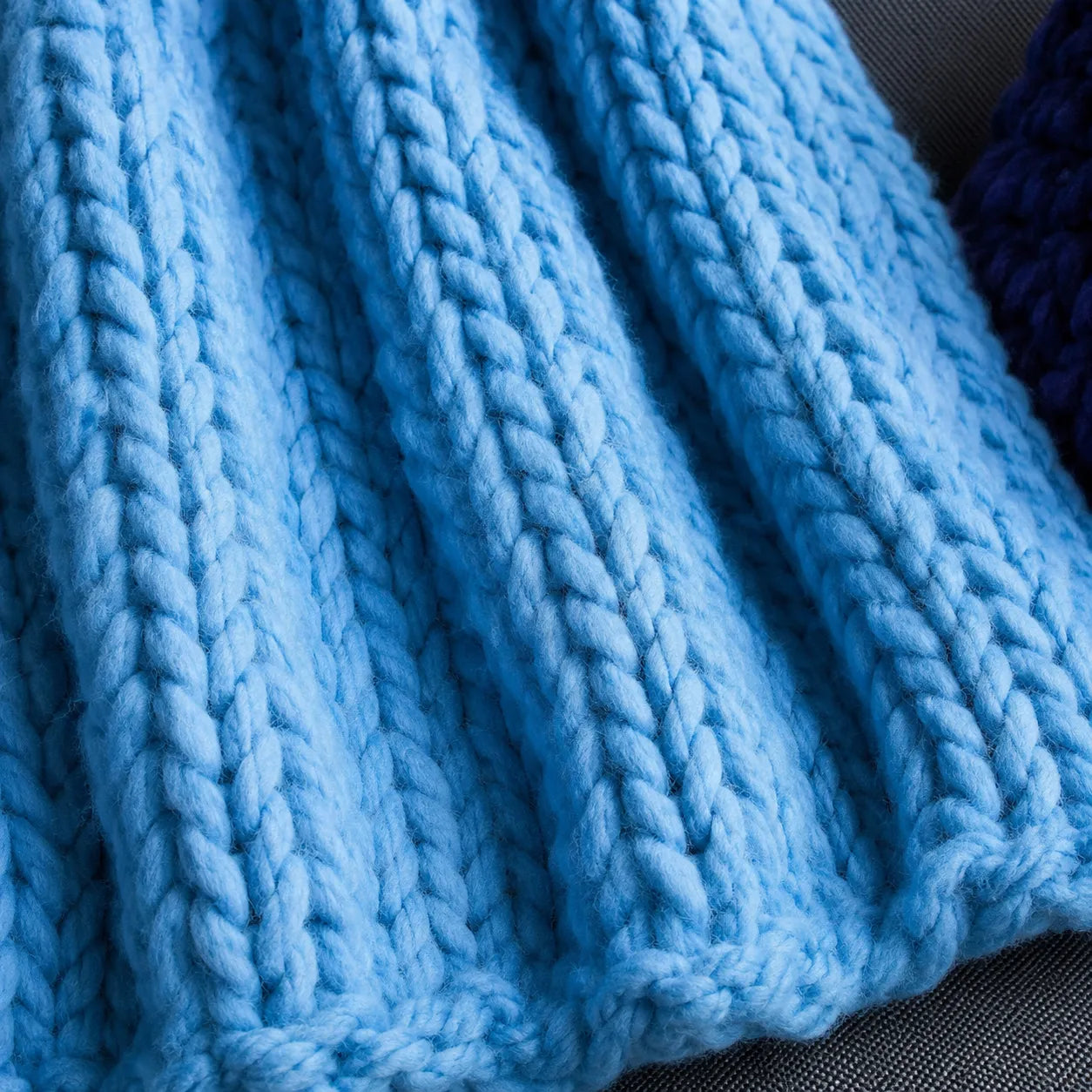 Plaid grosse maille bleu