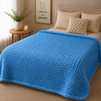 Plaid grosse maille bleu