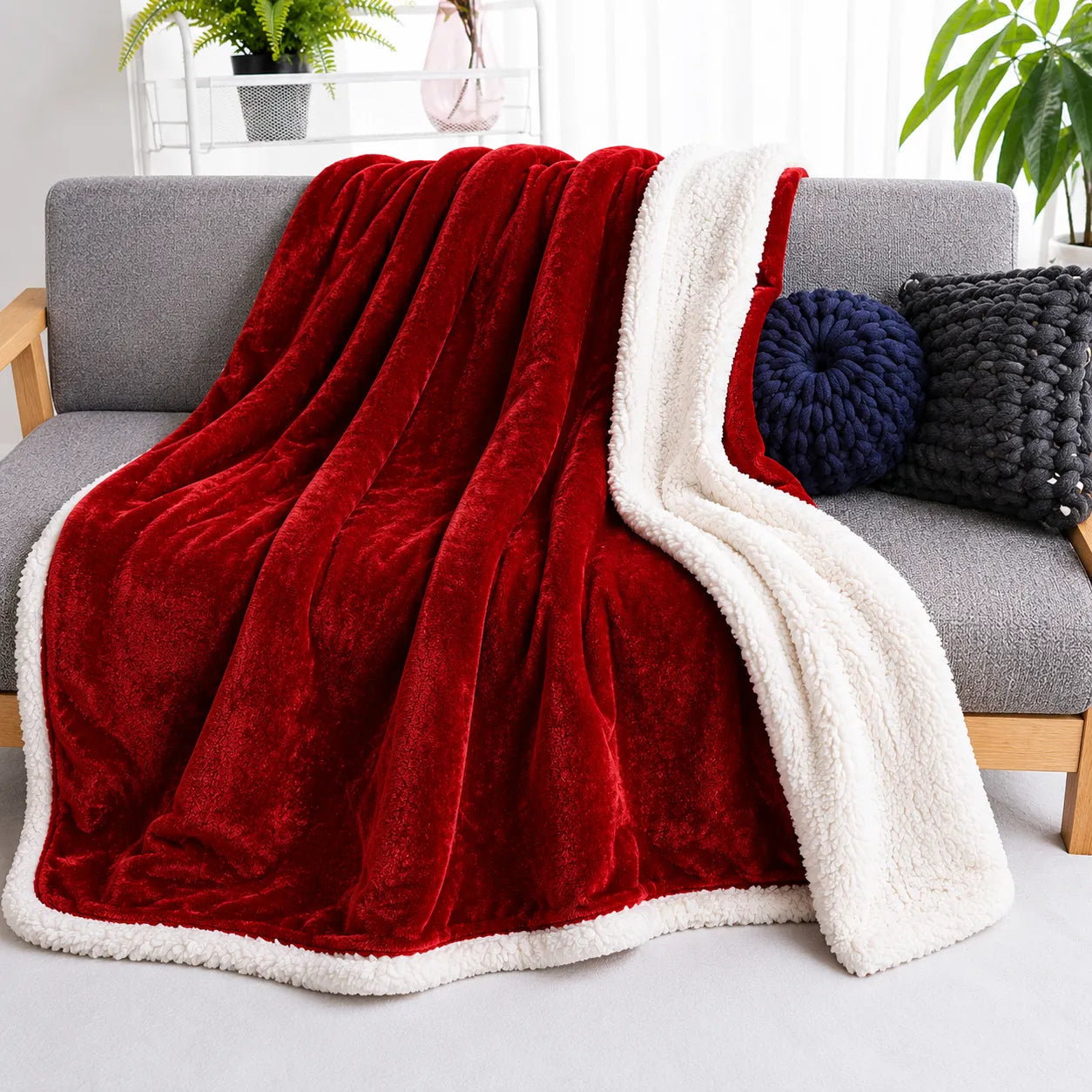 Plaid sherpa rouge