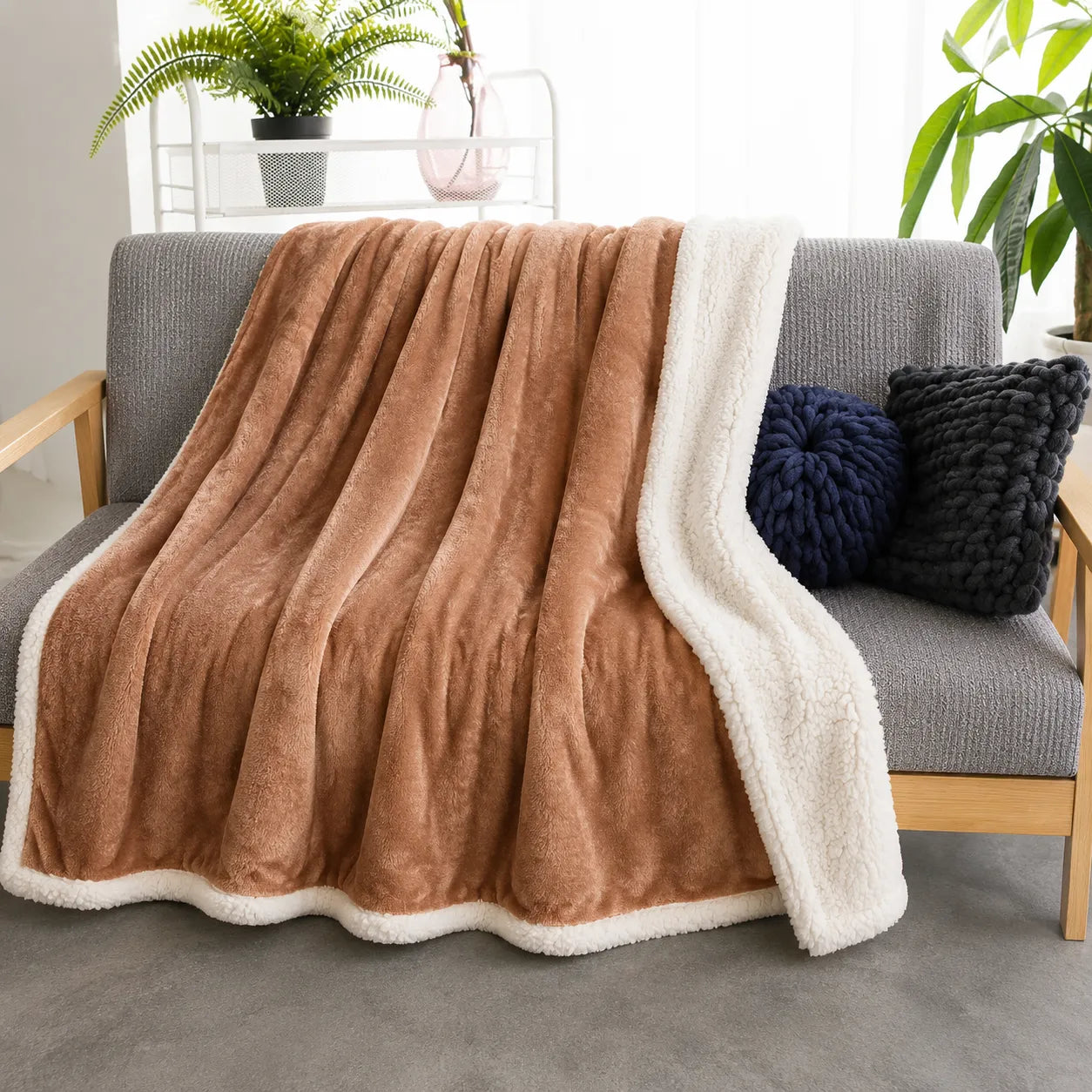 Plaid sherpa beige