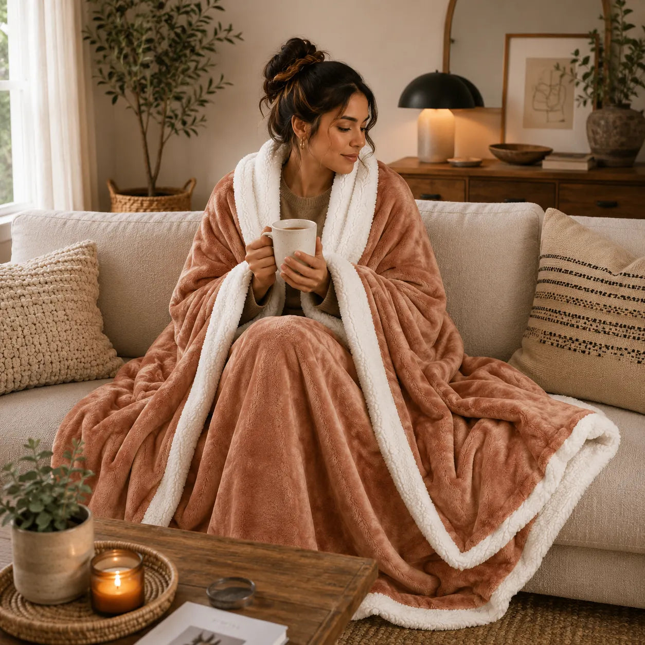Plaid sherpa beige