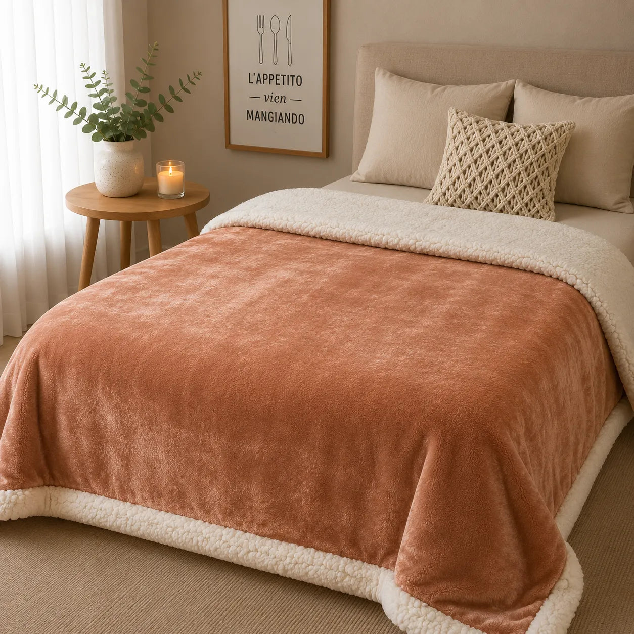 Plaid sherpa beige