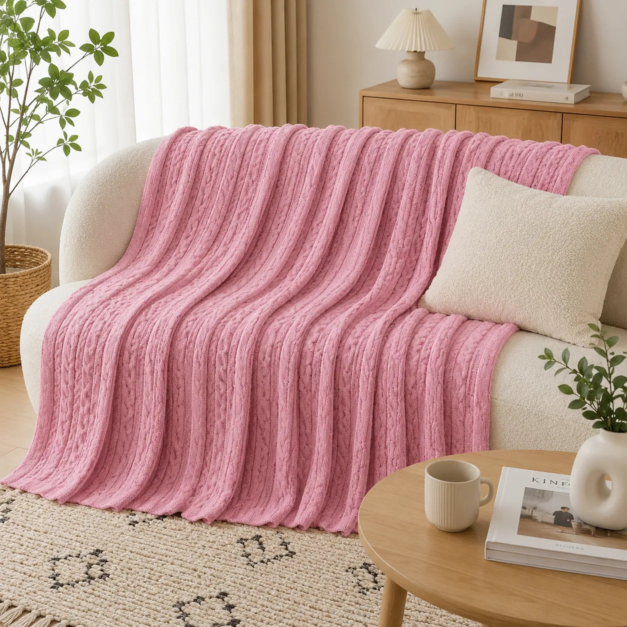 Plaid tricot rose