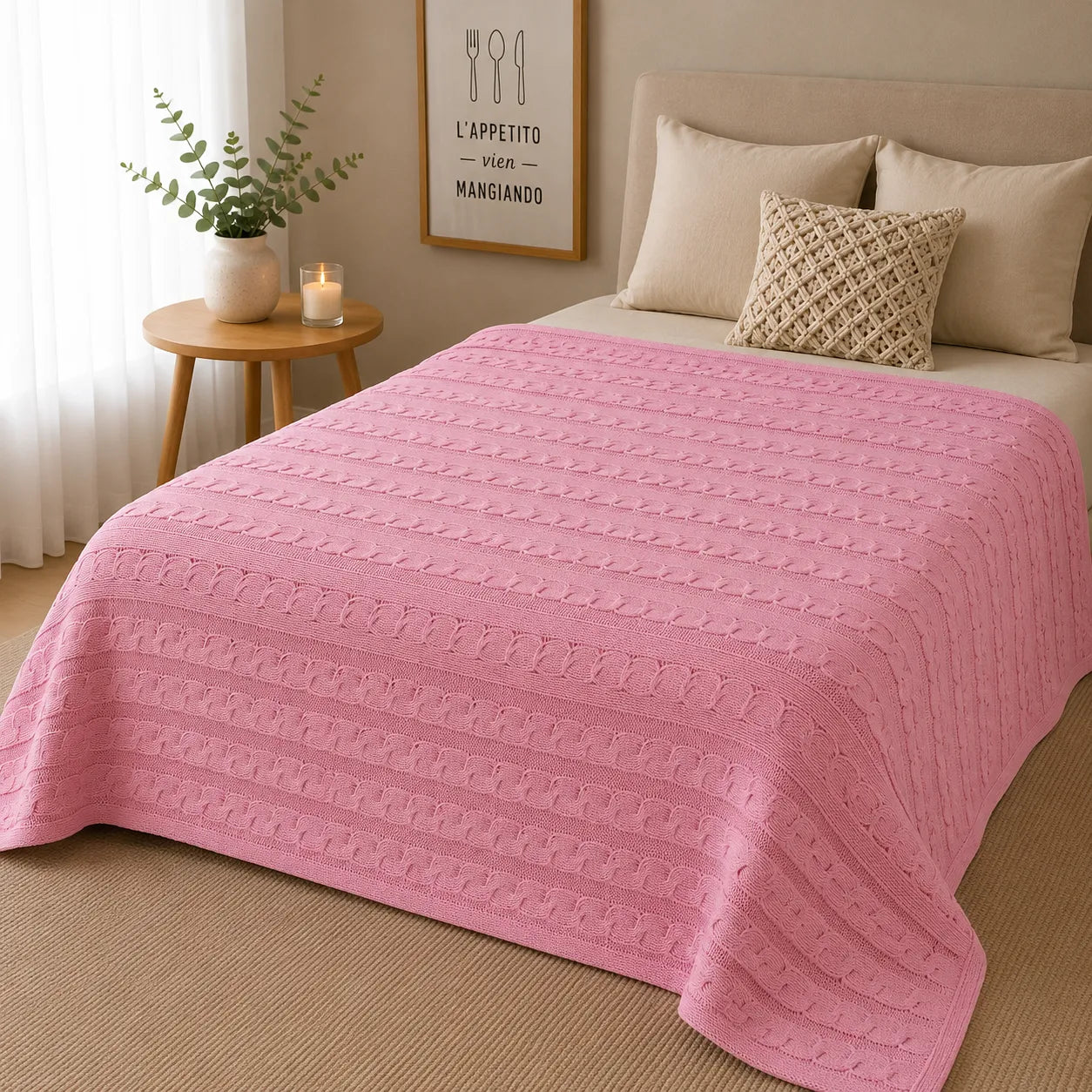 Plaid tricot rose