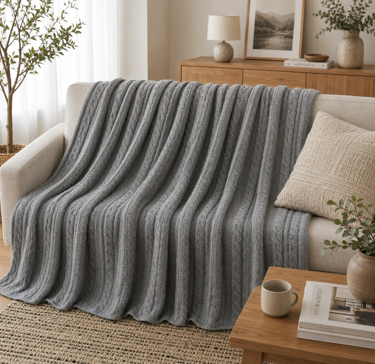 Plaid tricot gris