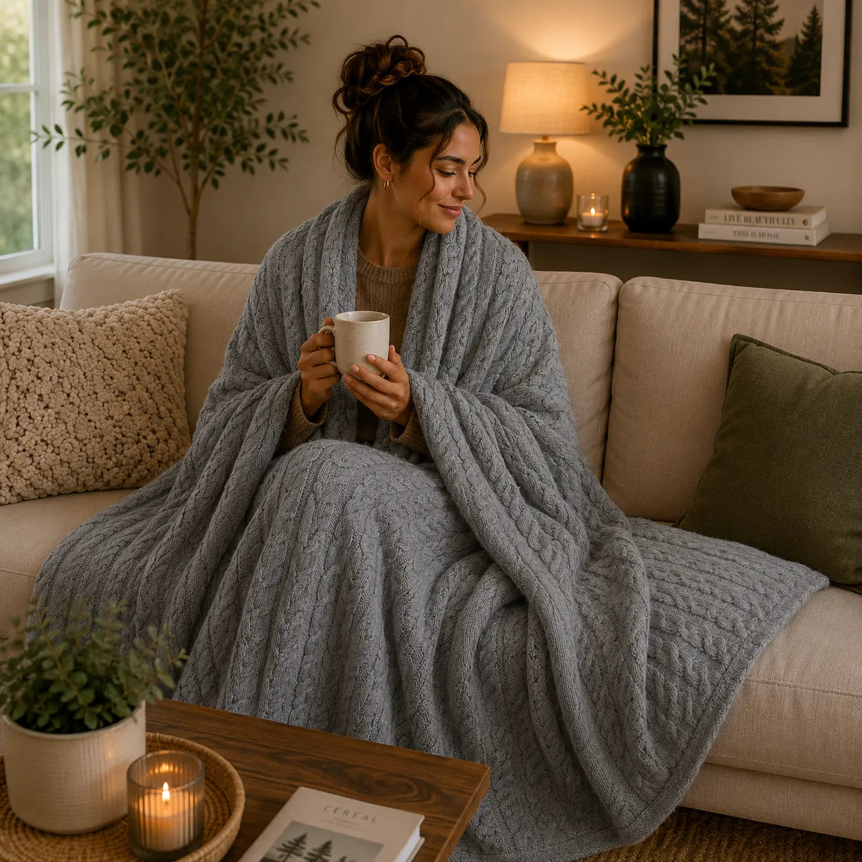 Plaid tricot gris