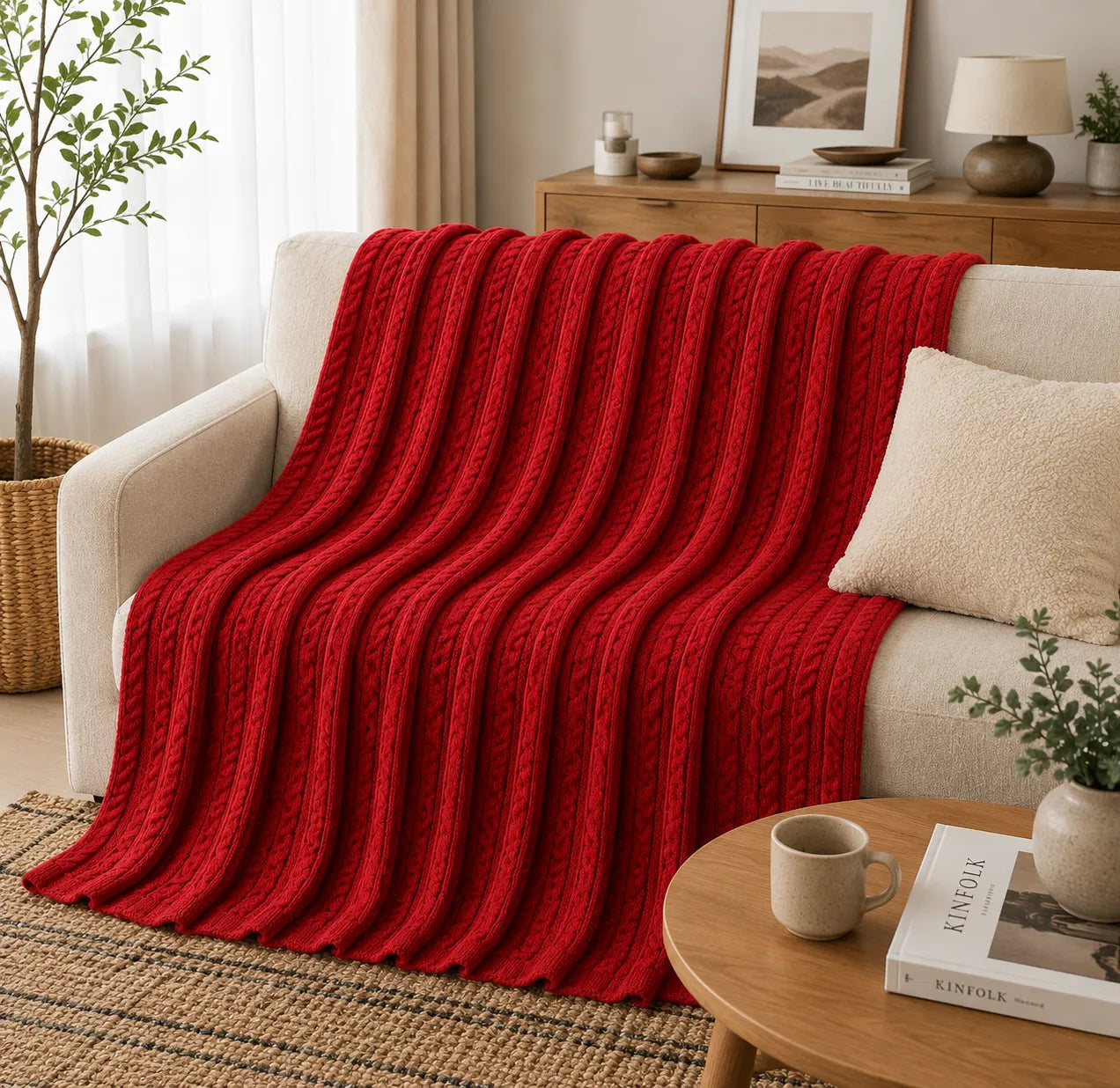 Plaid tricot rouge