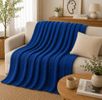 Plaid tricot bleu
