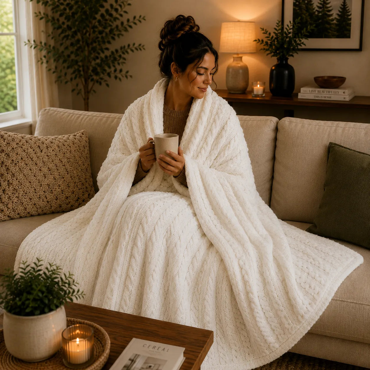 Plaid cocooning tricot