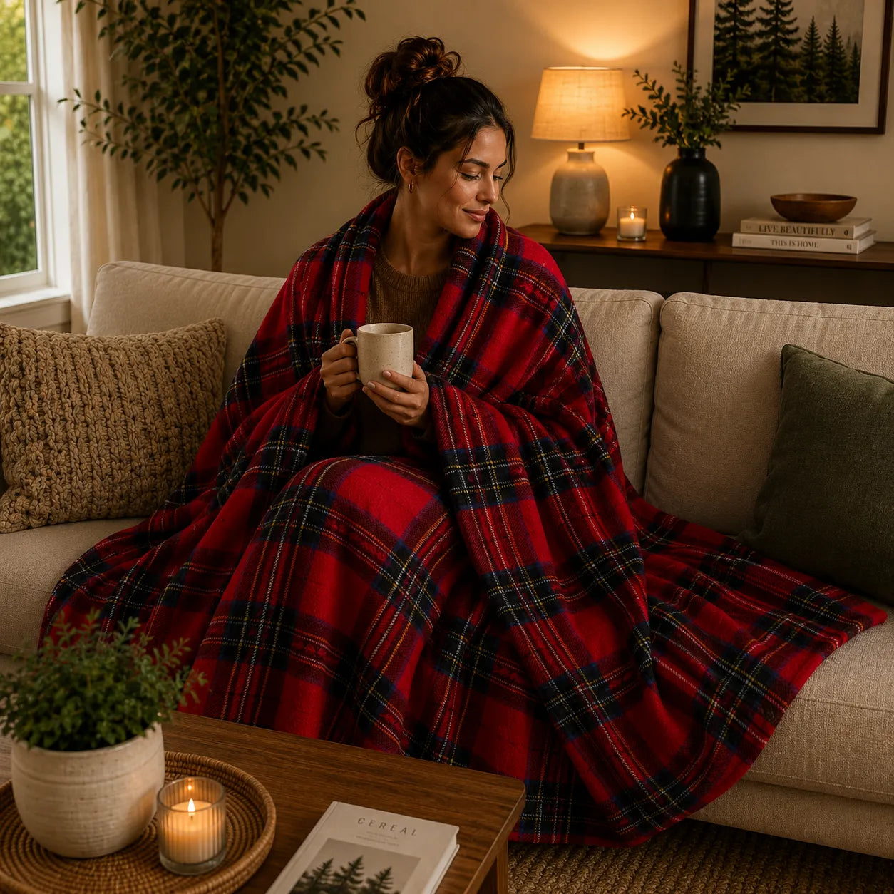Plaid canapé tartan