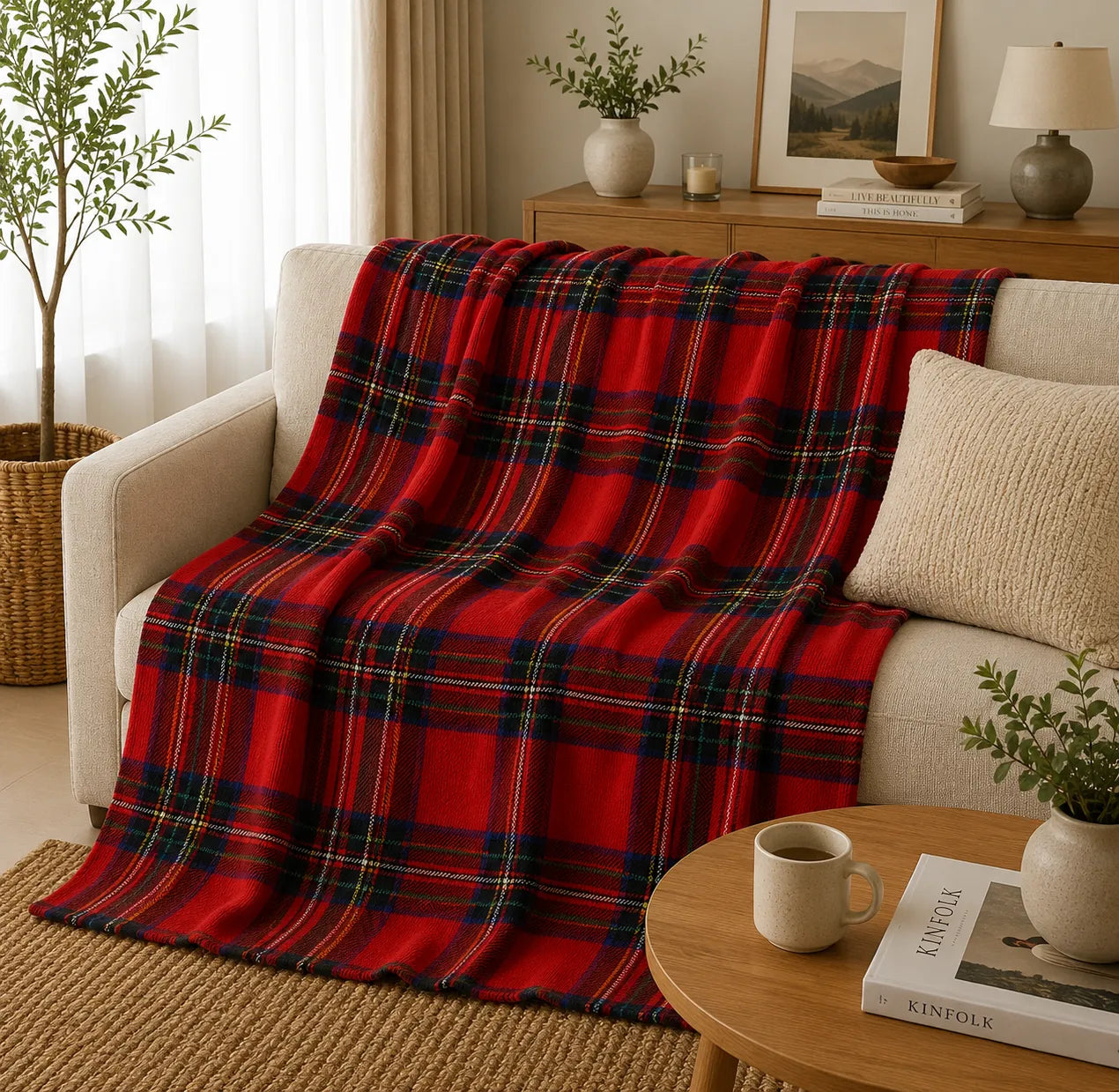 Plaid canapé tartan