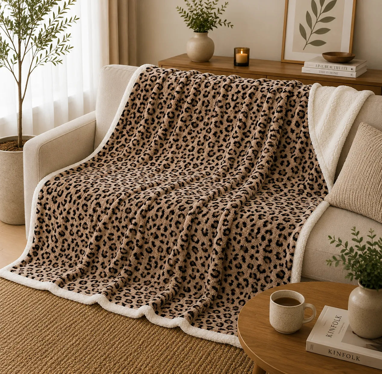 Plaid léopard beige