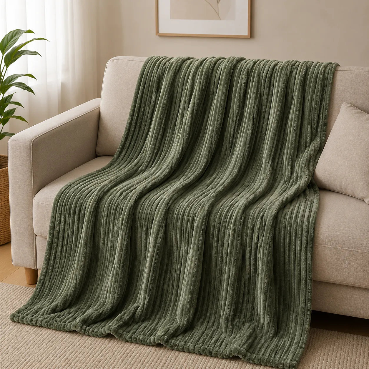 Plaid canapé vert