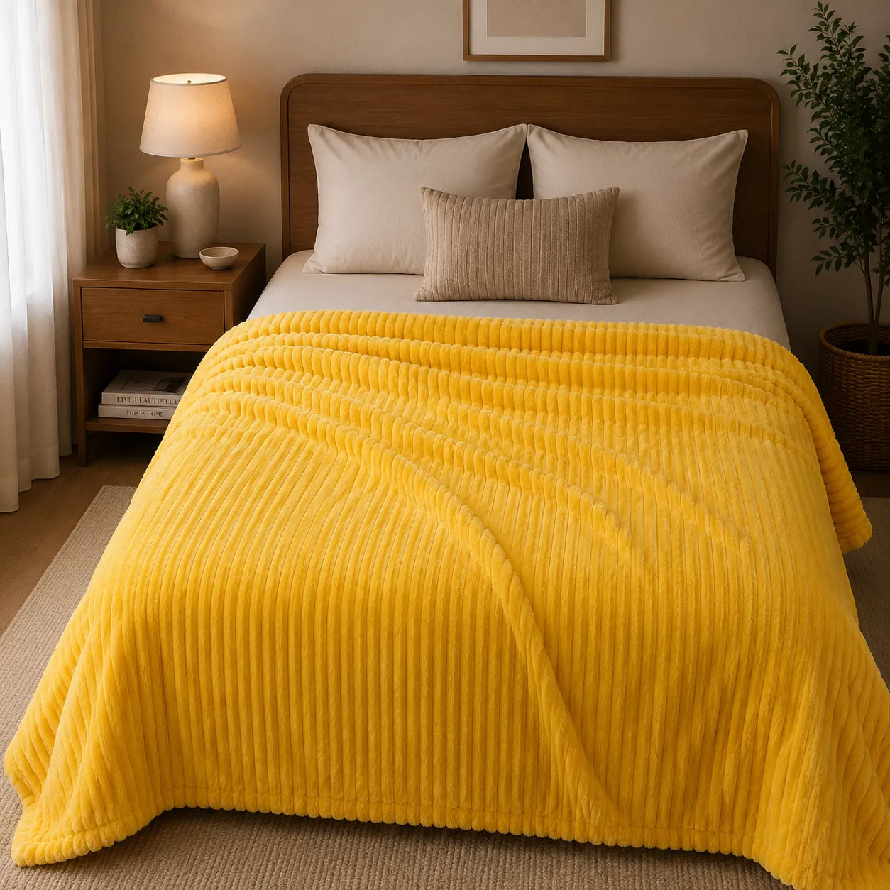 Plaid canapé jaune