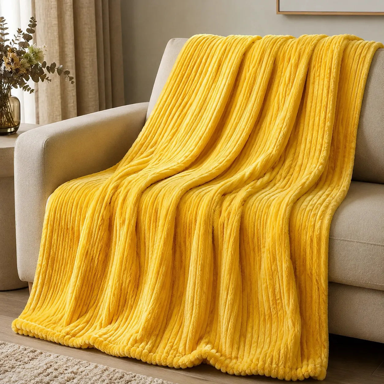 Plaid canapé jaune