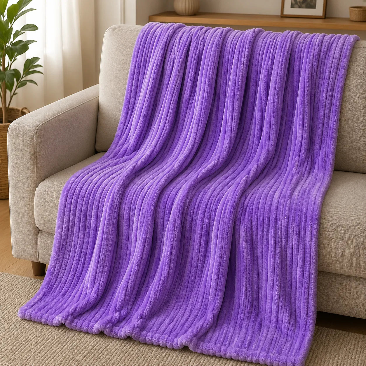 Plaid canapé violet