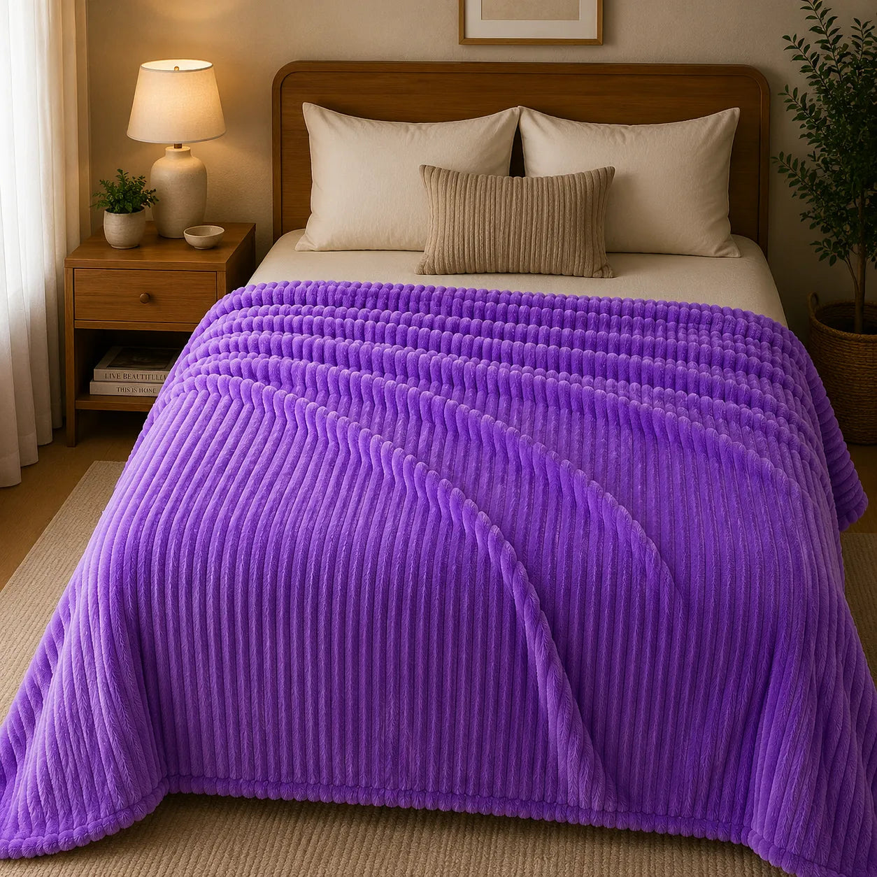 Plaid canapé violet