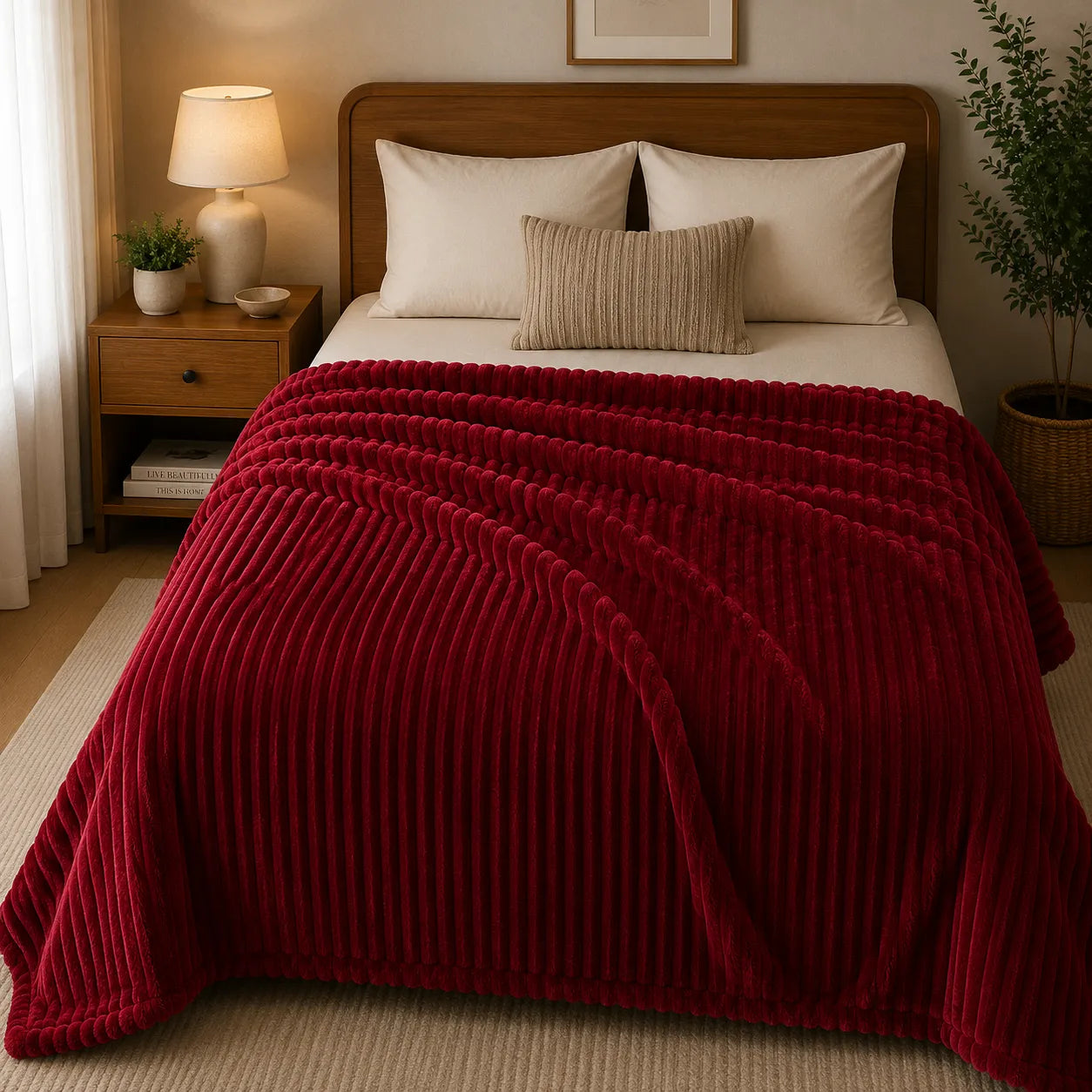 Plaid canapé rouge
