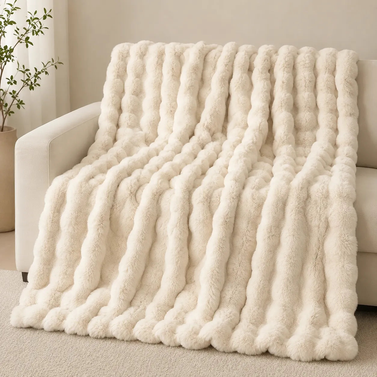 Plaid cocooning blanc