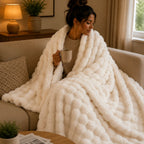 Plaid cocooning blanc