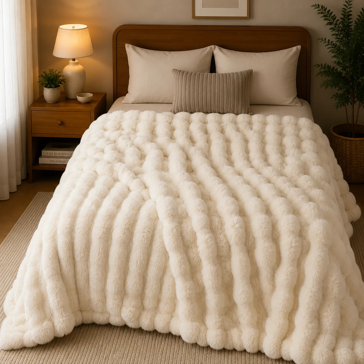 Plaid cocooning blanc