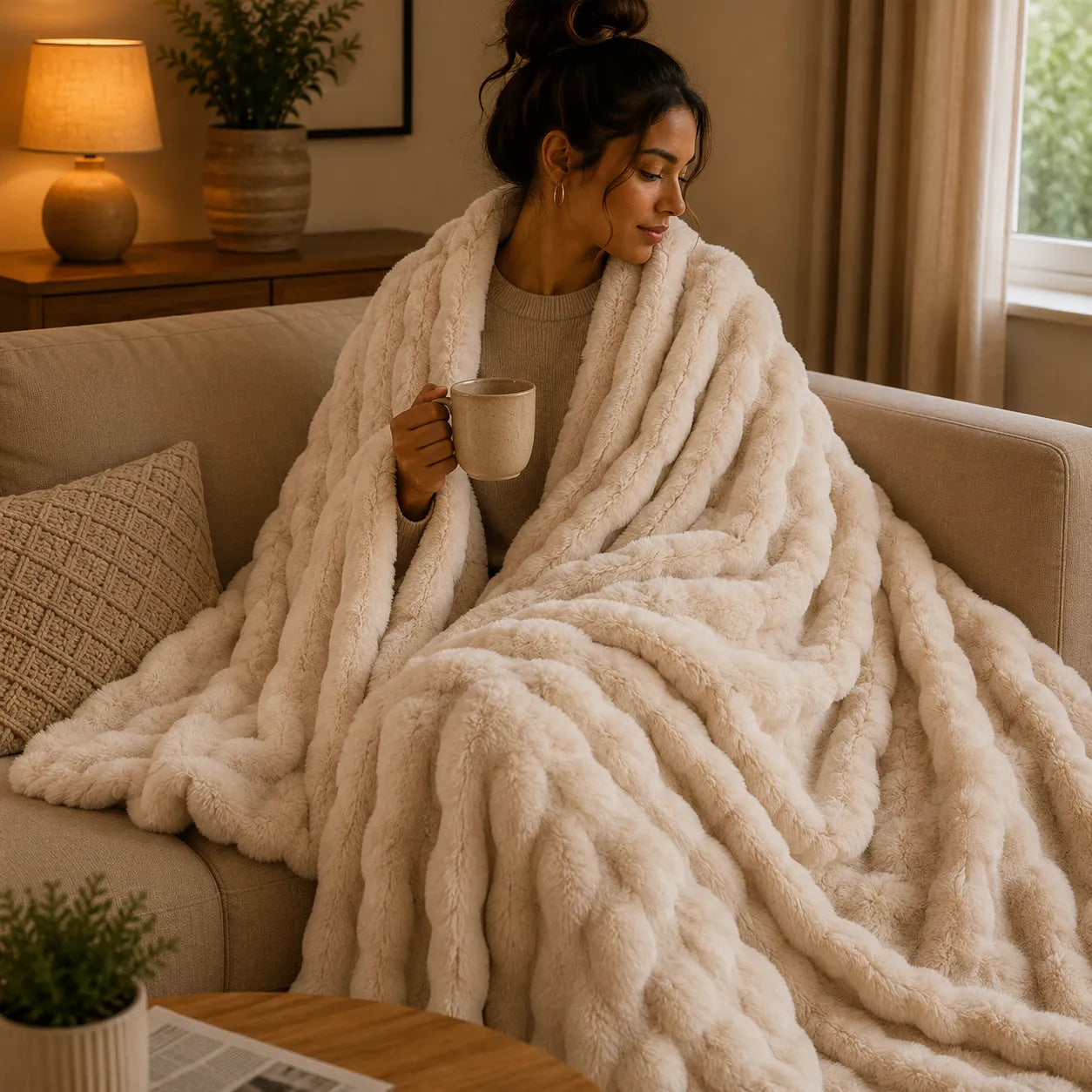 Plaid cocooning beige