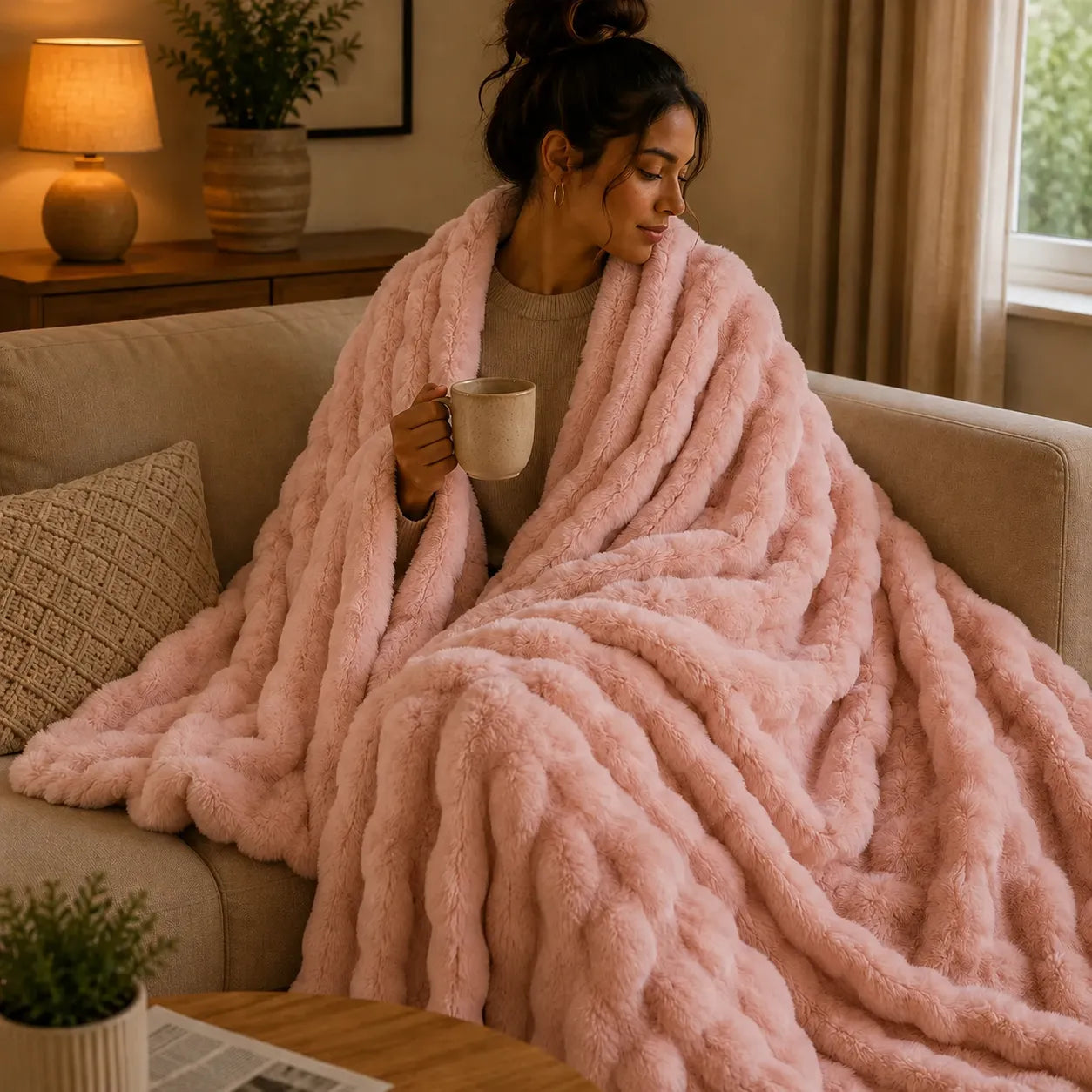 Plaid cocooning rose
