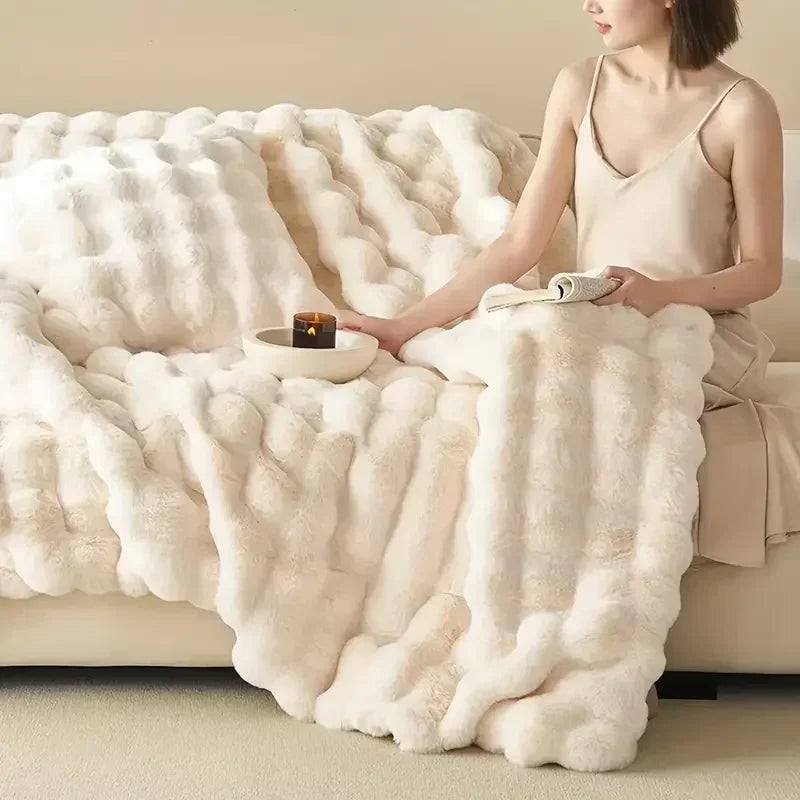 Plaid cocooning blanc